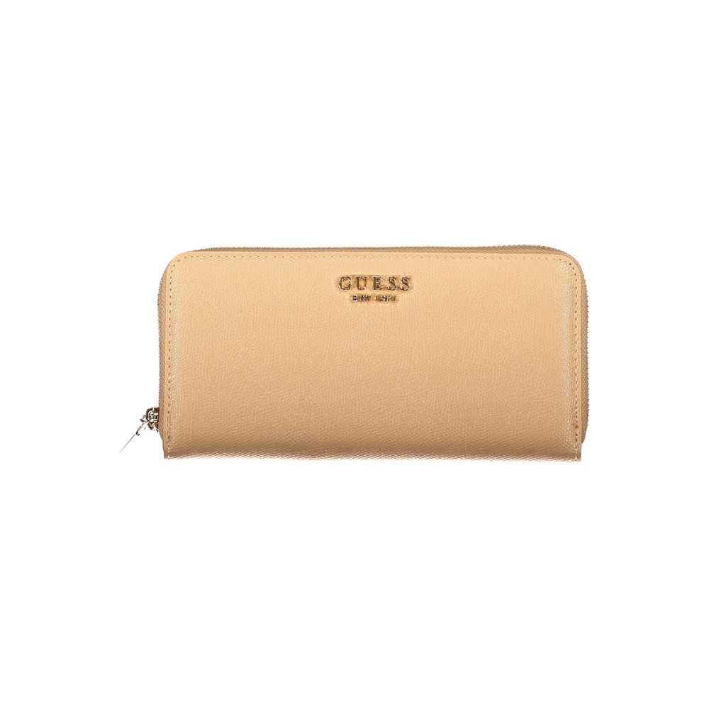 Beige Polyurethane Women's Wallet