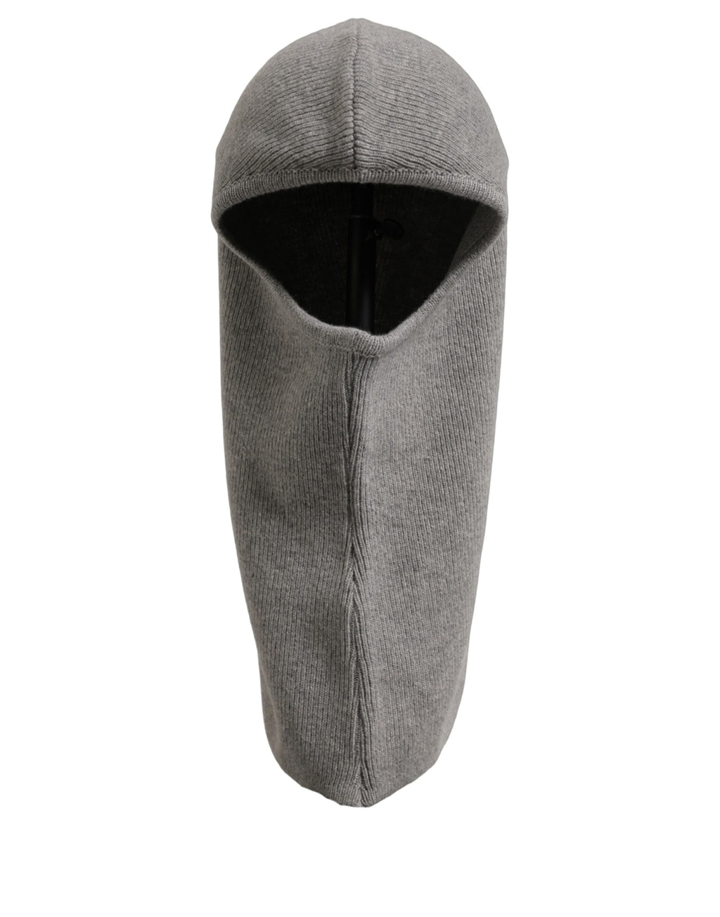 Men Grey Wool Ribbed Knit Balaclava Wrap One Size Hat
