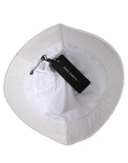 Men White Nylon Wide Brim Bucket Capello Hat