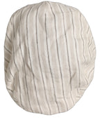 Men Off White Striped Linen Newsboy Capello Hat