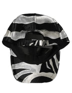 Men Black Silver Zebra Pattern Baseball Cap Hat