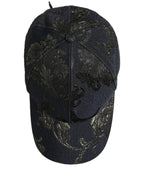 Men Black Floral Barocco Cotton Baseball Cap Hat