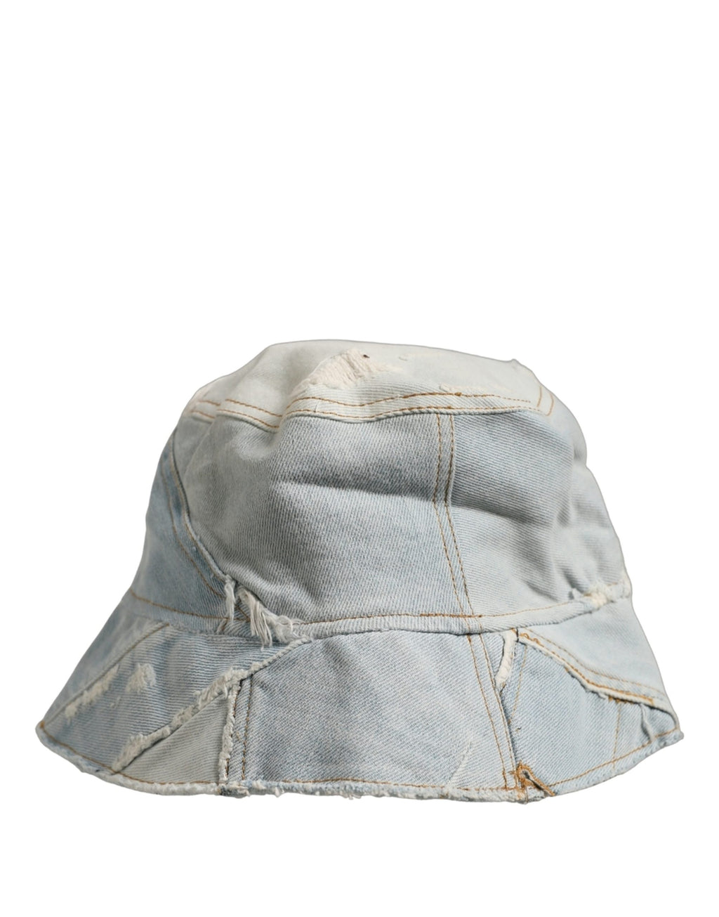 Men Blue Patchwork Cotton Denim Bucket Cap Hat
