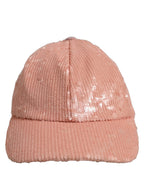 Men Pink Cotton Sequin Baseball Cap 6 Panels Hat