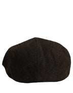 Men Brown Cotton Flat Cloth Newsboy Cap Hat