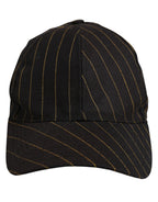 Black Gold Pinstriped Cotton Baseball Cap Hat