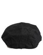 Men Black Cotton Flat Cloth Newsboy Cap Hat