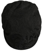 Men Black Floral Jacquard Newsboy Capello Hat