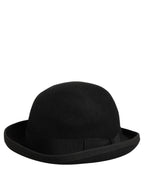 Men Black Rabbit Fur Felt Bowler Capello Hat