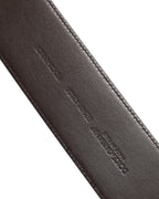 Brown Python Leather Gold Metal Buckle Belt