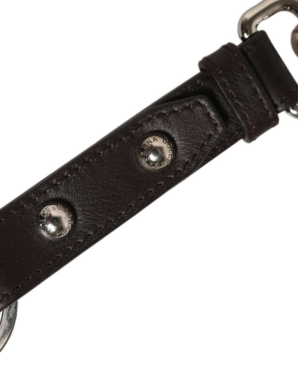 Black Plain Leather Silver Brass Keyring Holder Keychain
