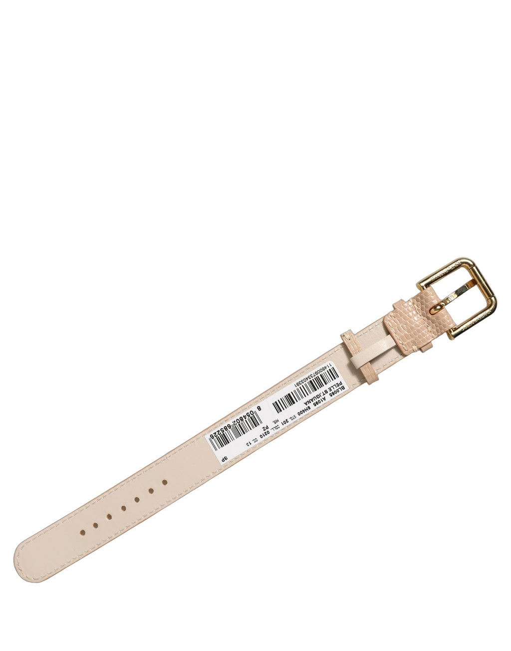 Beige Textured Leather Gold Buckle Belt Strap Bracelet
