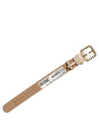 Beige Calfskin Leather Gold Buckle Belt Strap Bracelet