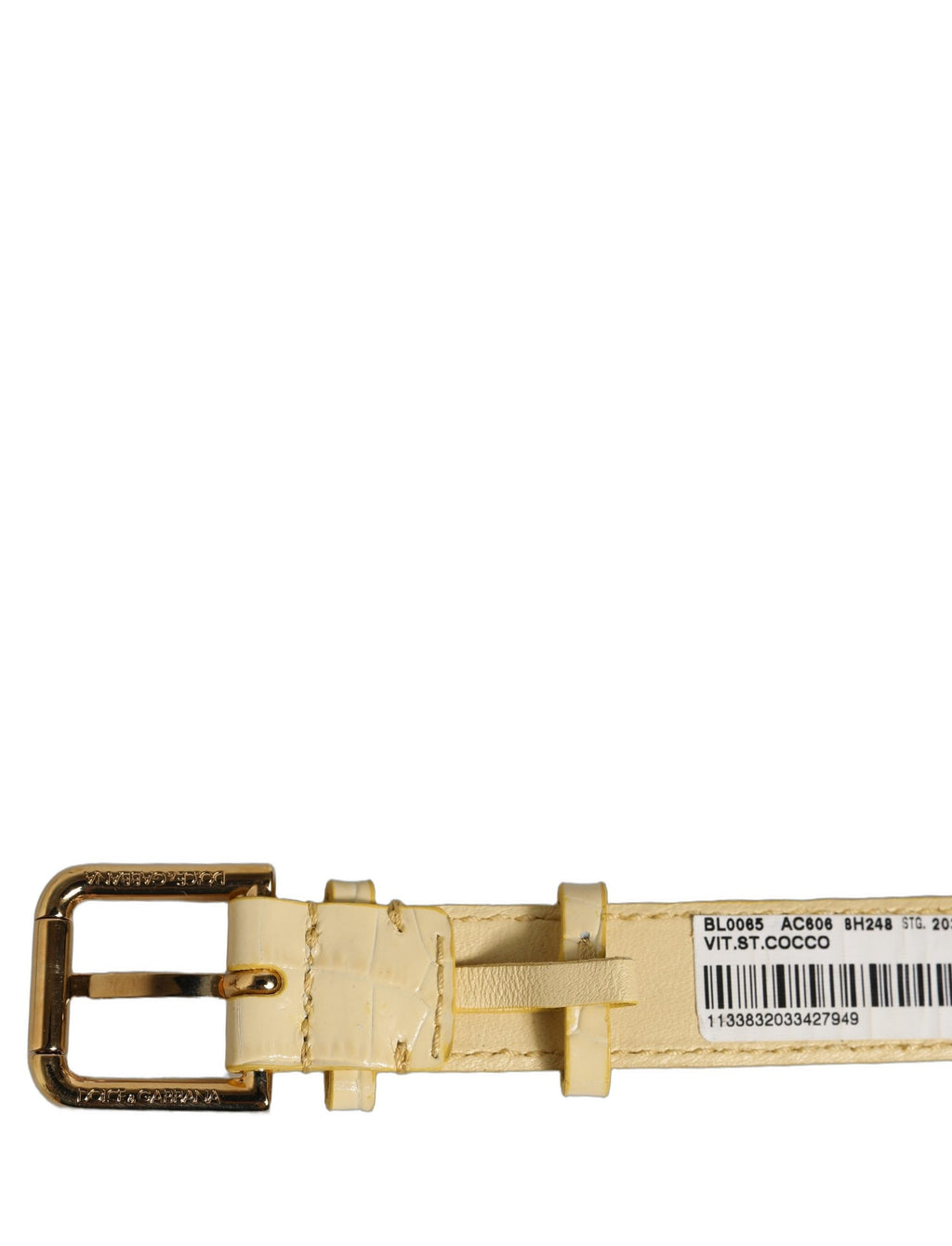 Beige Embossed Leather Gold Buckle Belt Strap Bracelet