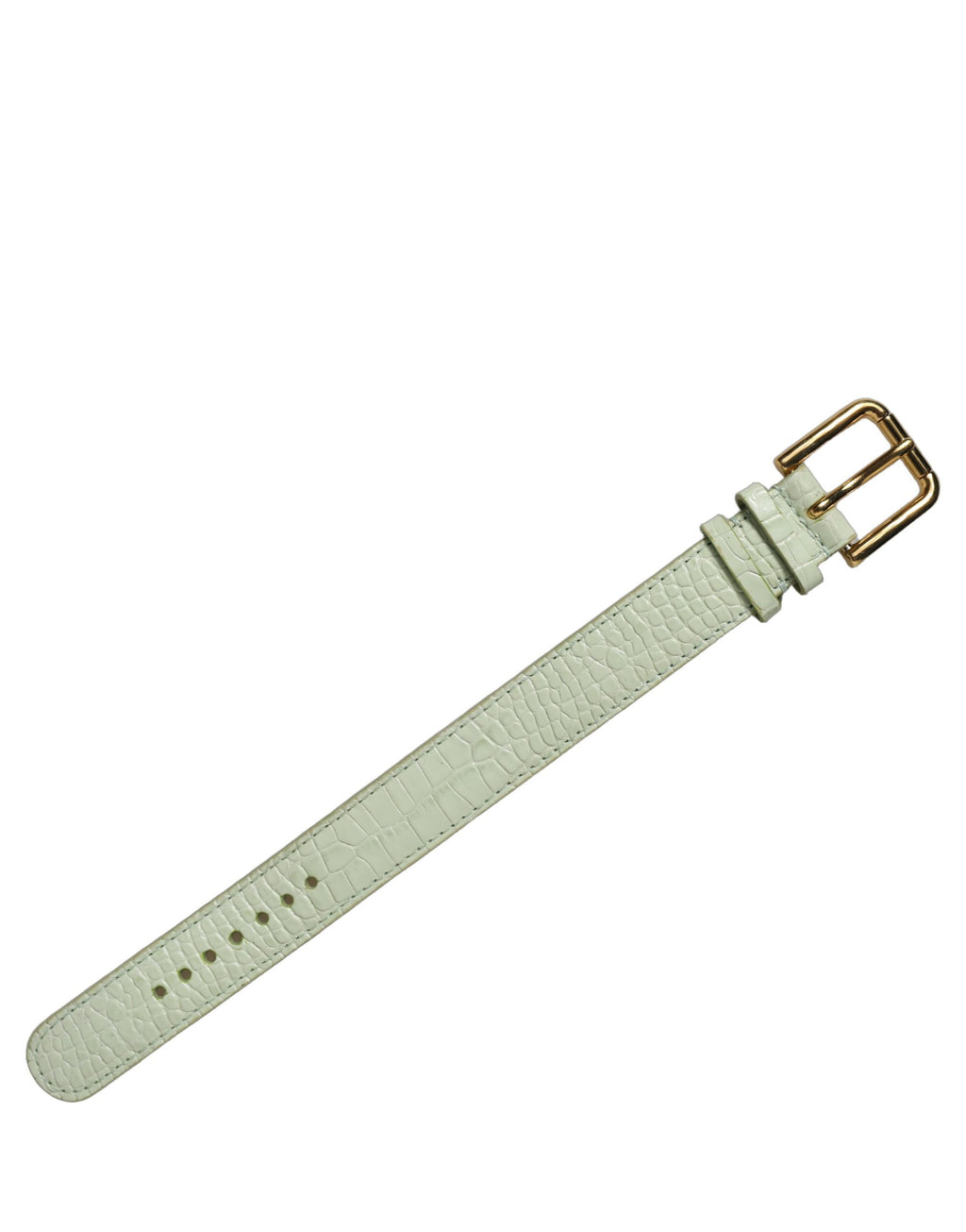 Green Embossed Leather Gold Buckle Belt Strap Bracelet