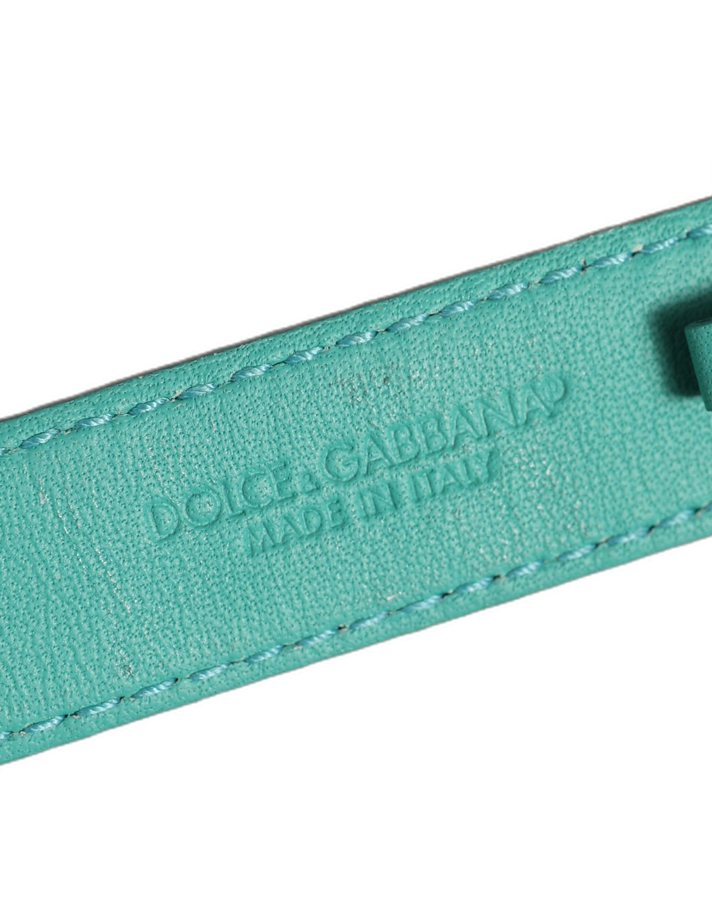 Blue Embossed Leather Gold Buckle Belt Strap Bracelet