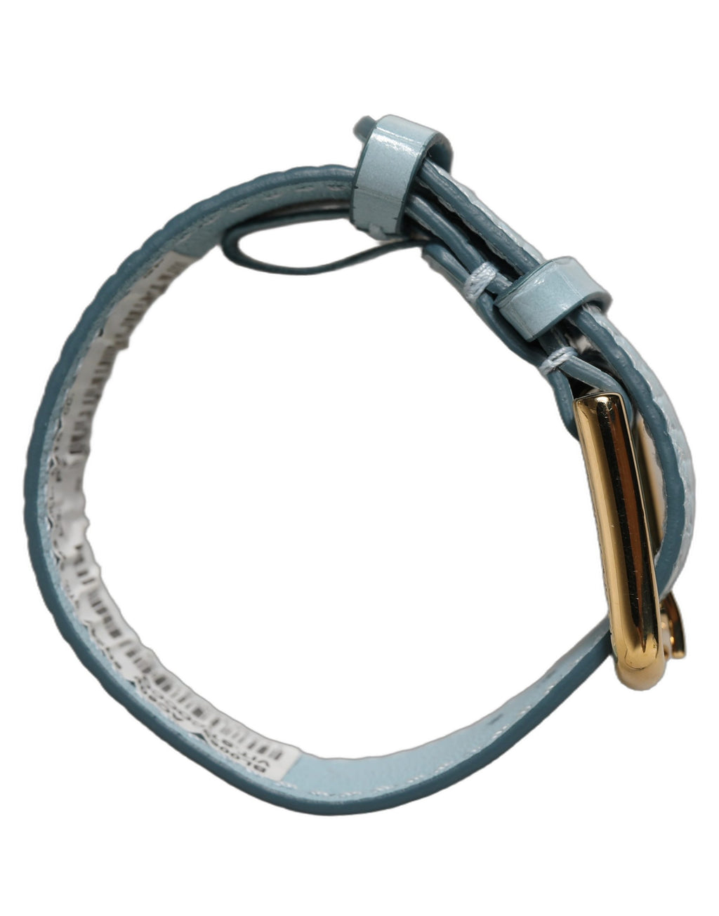 Blue Embossed Leather Gold Buckle Belt Strap Bracelet