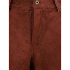 Bordeaux Leather Casual Pants