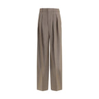Beige Wool Casual Pants