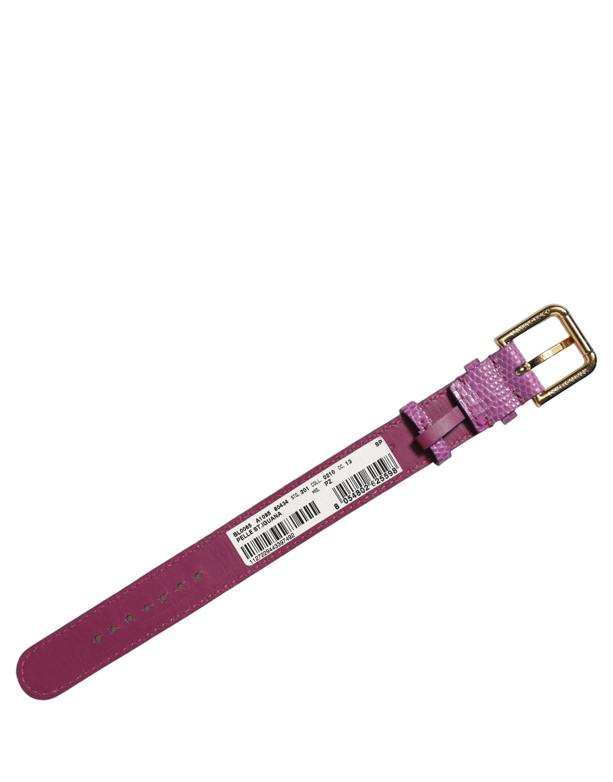 Purple Textured Leather Gold Buckle Belt Strap Bracelet