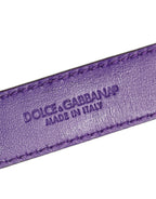 Violet Embossed Leather Gold Buckle Belt Strap Bracelet