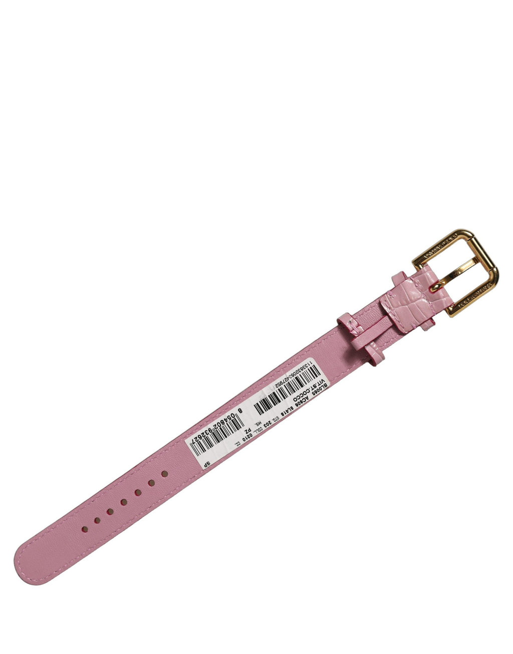 Pink Embossed Leather Gold Buckle Belt Strap Bracelet