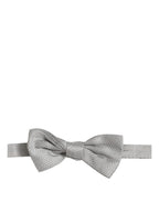 Men Gray 100% Silk Adjustable Neck Papillon Bow Tie