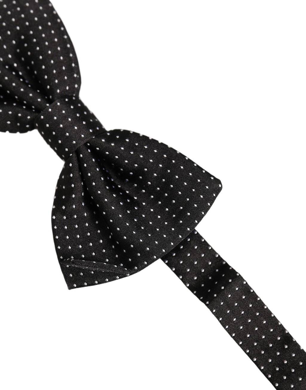 Men Black Polka Dot Silk Adjustable Neck Papillon Bow Tie