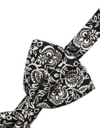 Tie Black White Paisley Silk Adjustable Neck Papillon Bow