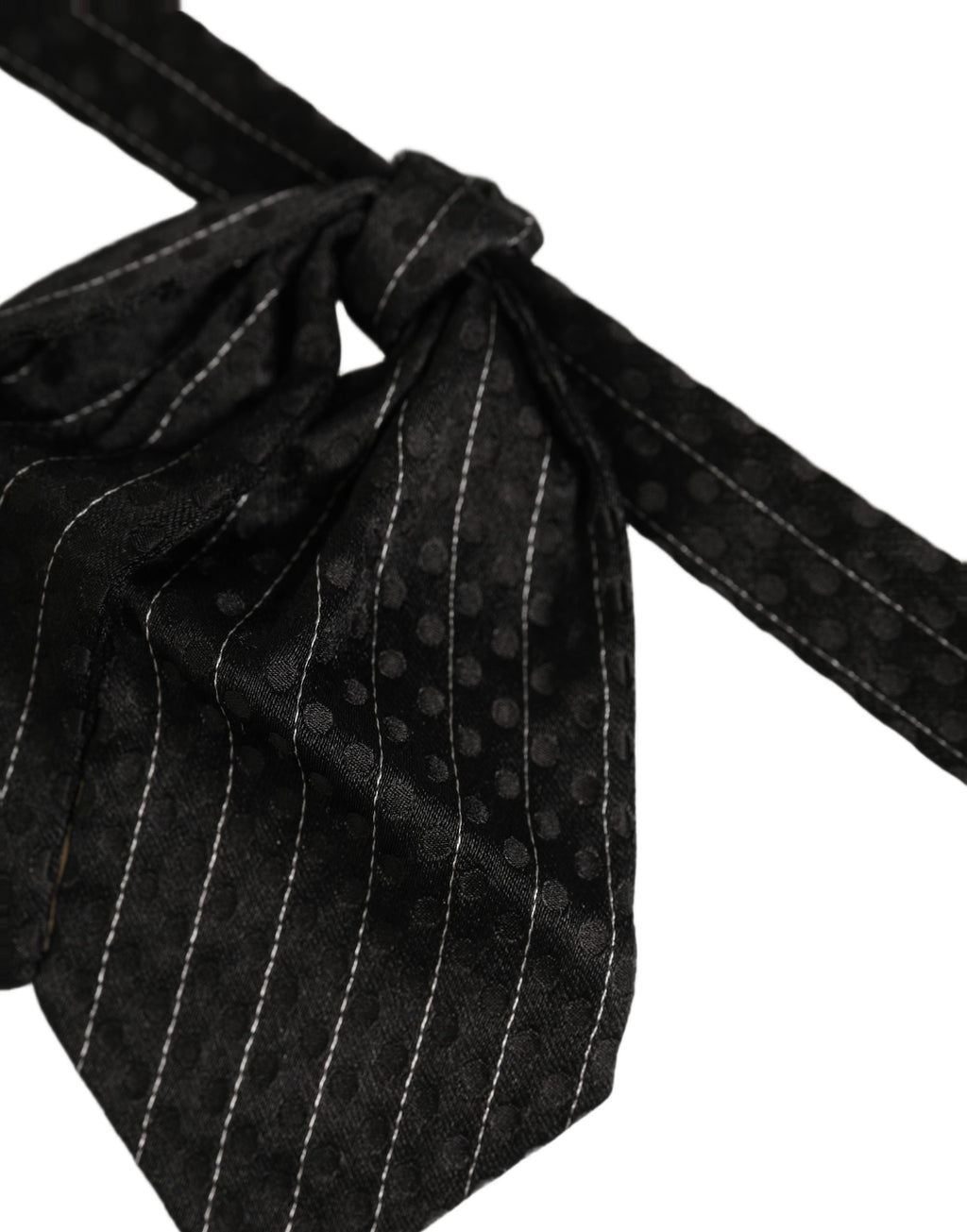 Men Black Pinstripe Silk Adjustable Neck Papillon Bow Tie
