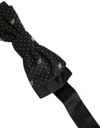 Men Black DG Polka Dot Adjustable Neck Papillon Bow Tie