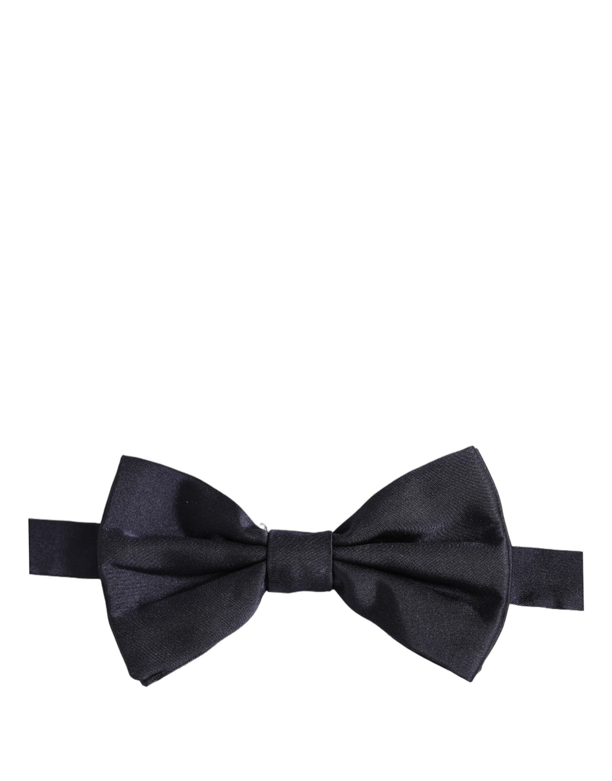 Men Dark Blue Silk Adjustable Neck Papillon Bow Tie