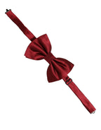 Men Red 100% Silk Adjustable Neck Papillon Bow Tie
