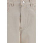 Beige Cotton Straight-Leg Jeans