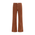 Brown Cotton Casual Pants