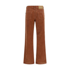 Brown Cotton Casual Pants