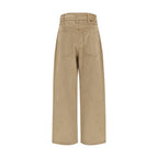 Beige Cotton Casual Pants