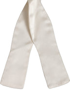 Men White 100% Silk Adjustable Neck Papillon Bow Tie