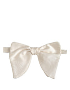 Men White 100% Silk Adjustable Neck Papillon Bow Tie