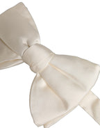 Men White 100% Silk Adjustable Neck Papillon Bow Tie