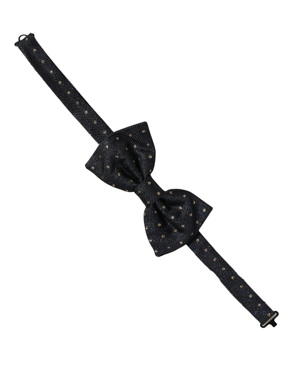Men Black Polka Dot Silk Adjustable Neck Papillon Bow Tie