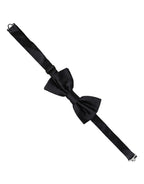 Men Black 100% Silk Adjustable Neck Papillon Bow Tie