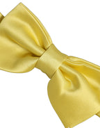 Men Yellow 100% Silk Adjustable Neck Papillon Bow Tie