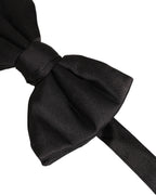 Men Black 100% Silk Adjustable Neck Papillon Bow Tie