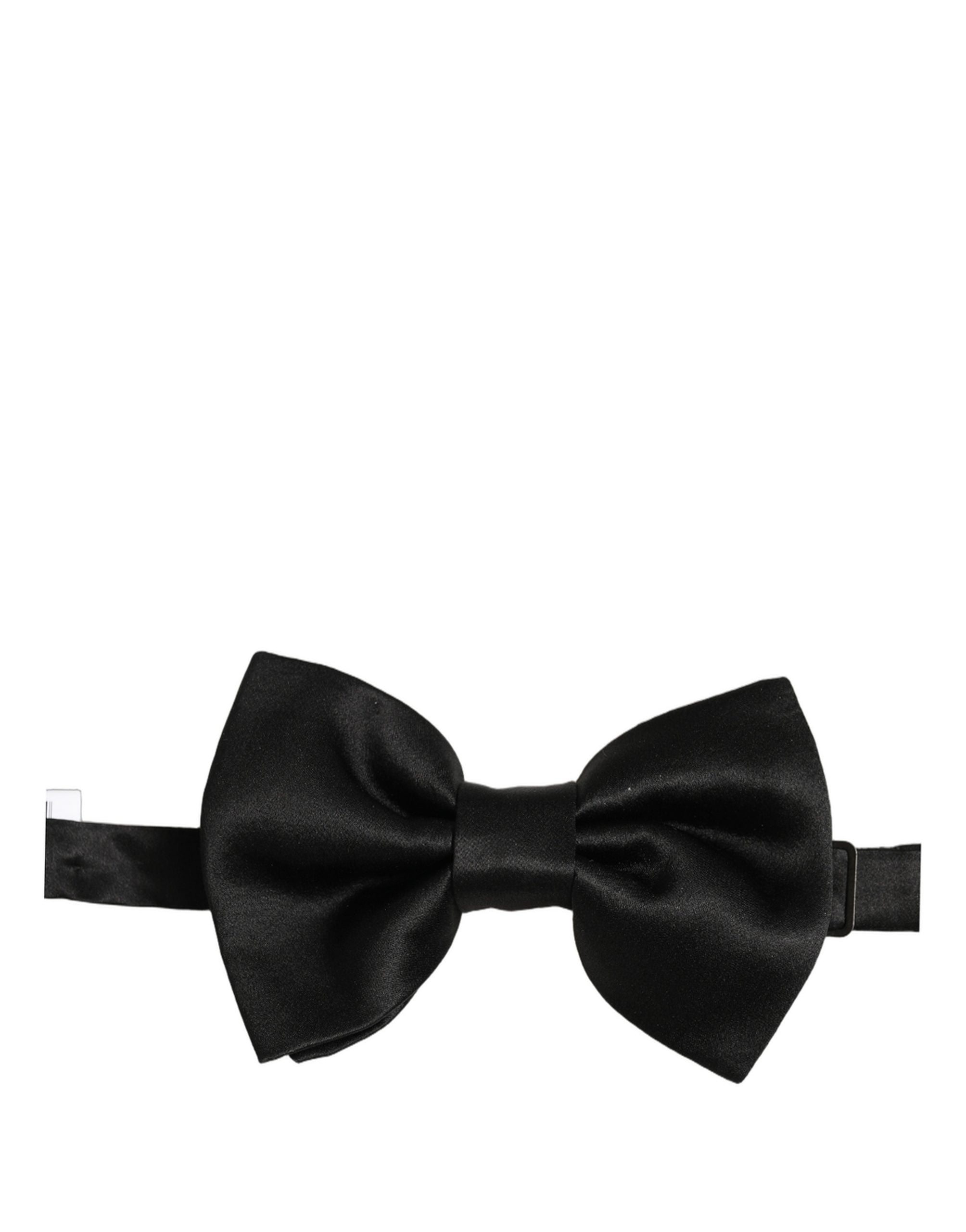 Men Black 100% Silk Adjustable Neck Papillon Bow Tie