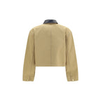 Beige Cotton Full-Length Jacket