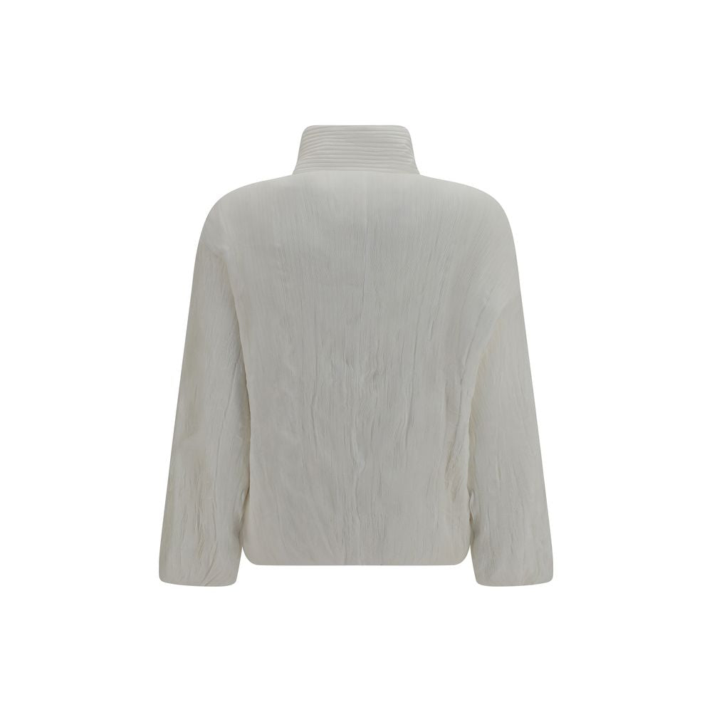 White Polyester Full-Length Jacket