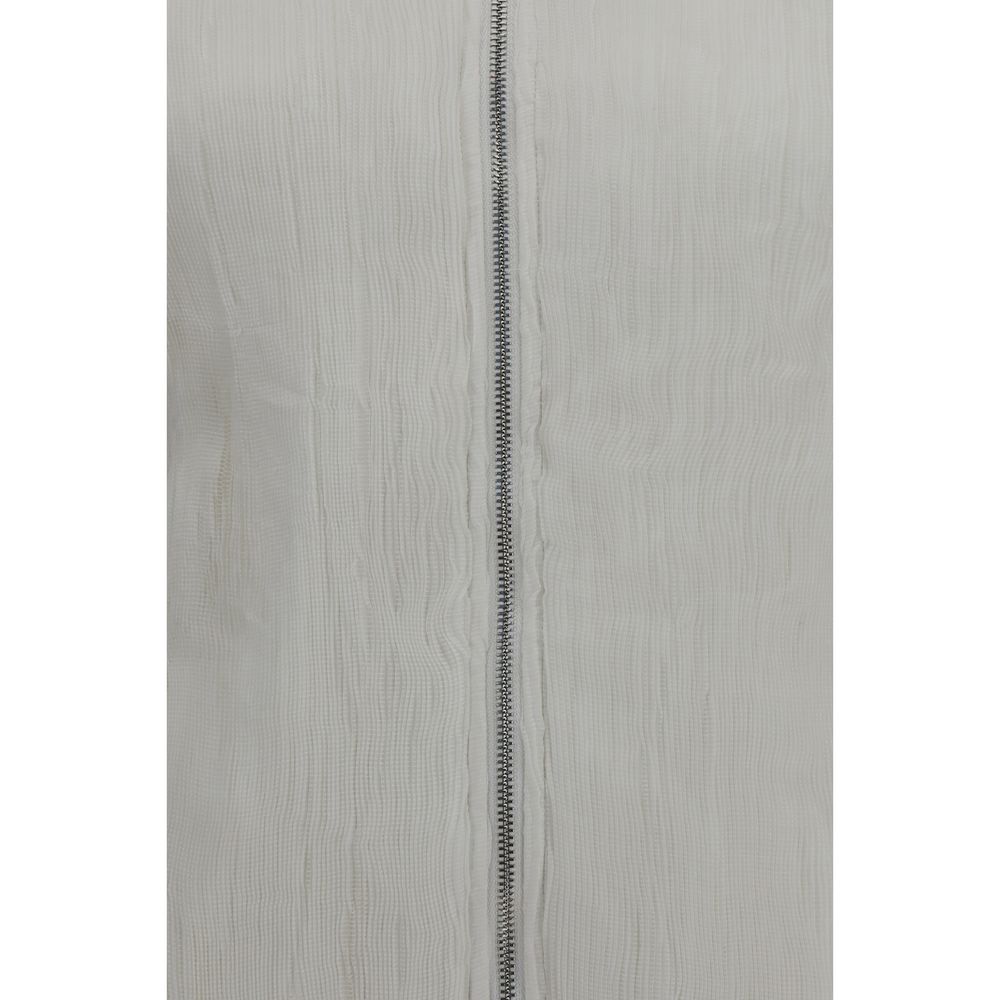 White Polyester Full-Length Jacket