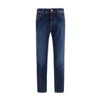 Blue Elastane Tapered Jeans