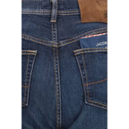 Blue Cotton Straight-Leg Jeans